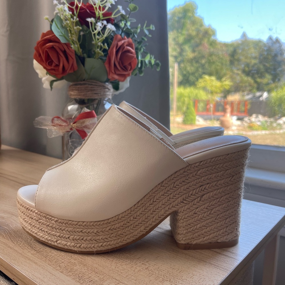 Oasis Cream Platform Mules